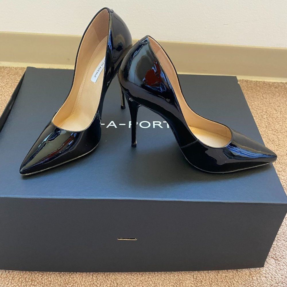 Black Patent Point-Toe Leather Pumps (Saks Fifth)